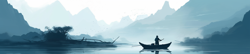 沧海一粟船只手绘中国风意境水墨山水风景画,插画/手绘图,插画/手绘图库,插画/手绘图下载,插画/手绘